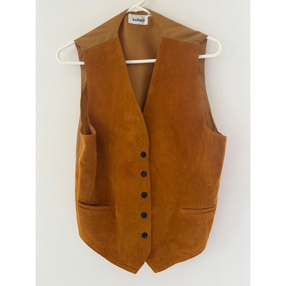 Vintage Rafael Mens Suede Vest‎ With Black Buttons & Pockets - Picture 1 of 11